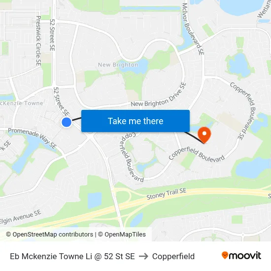 Eb Mckenzie Towne Li @ 52 St SE to Copperfield map