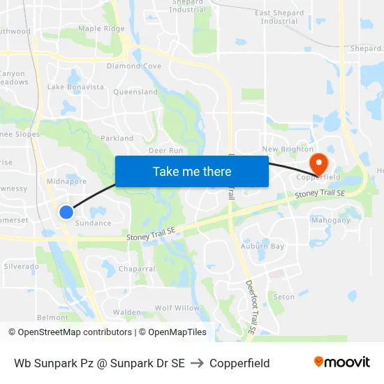 Wb Sunpark  Pz @ Sunpark  Dr SE to Copperfield map