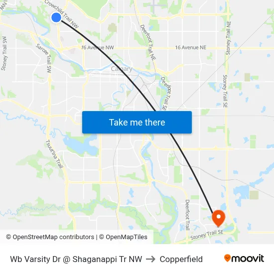 Wb Varsity Dr @ Shaganappi Tr NW to Copperfield map