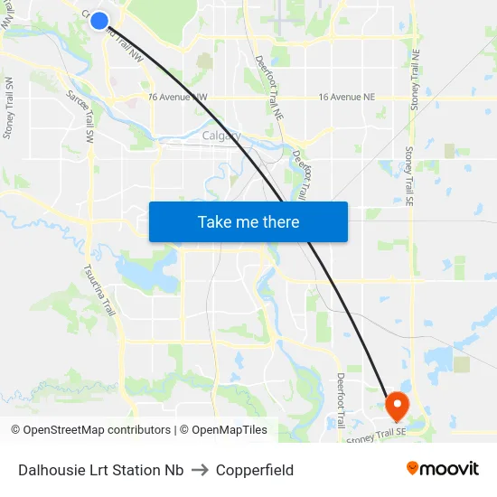 Dalhousie Lrt Station Nb to Copperfield map