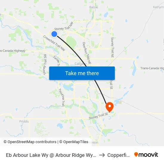 Eb Arbour Lake Wy @ Arbour Ridge Wy NW to Copperfield map