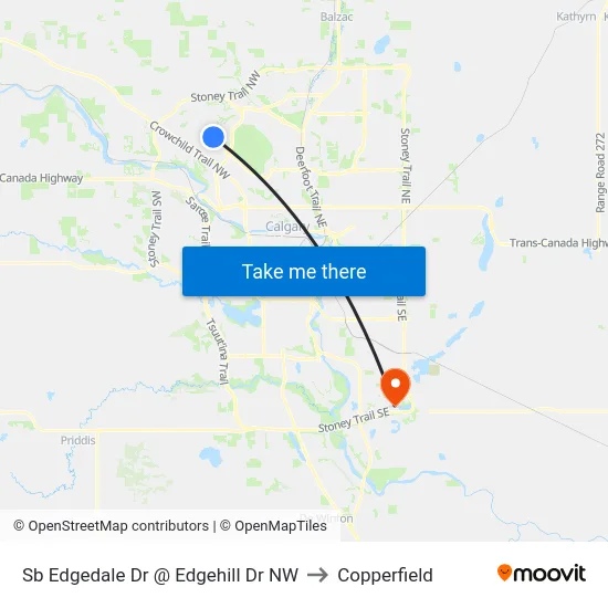 Sb Edgedale Dr @ Edgehill Dr NW to Copperfield map