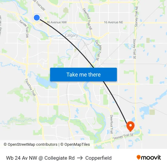 Wb 24 Av NW @ Collegiate Rd to Copperfield map