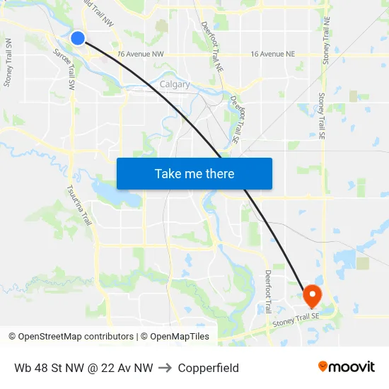 Wb 48 St NW @ 22 Av NW to Copperfield map