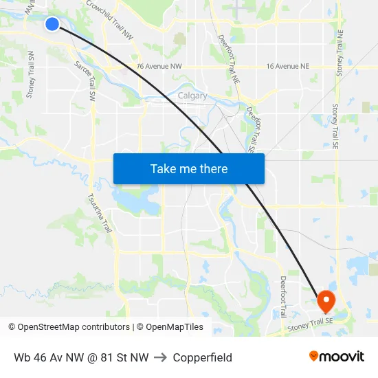 Wb 46 Av NW @ 81 St NW to Copperfield map
