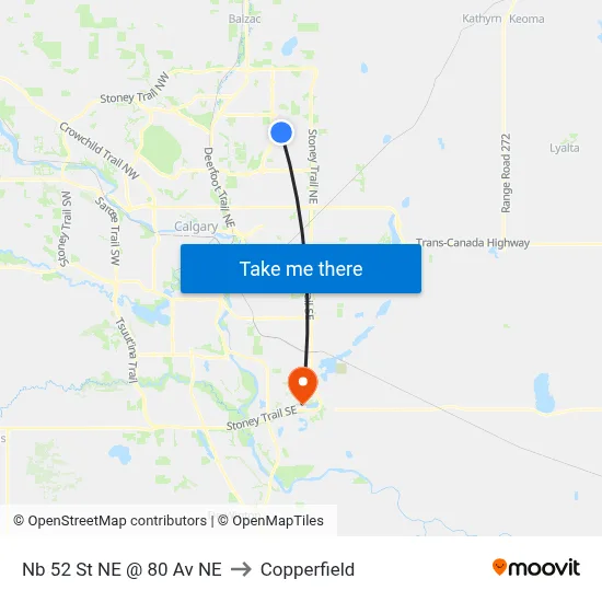 Nb 52 St NE @ 80 Av NE to Copperfield map