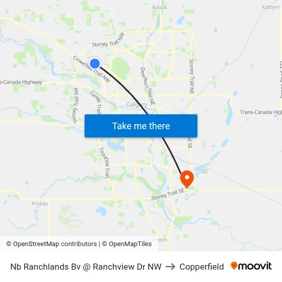 Nb Ranchlands Bv @ Ranchview Dr NW to Copperfield map