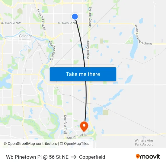 Wb Pinetown Pl @ 56 St NE to Copperfield map