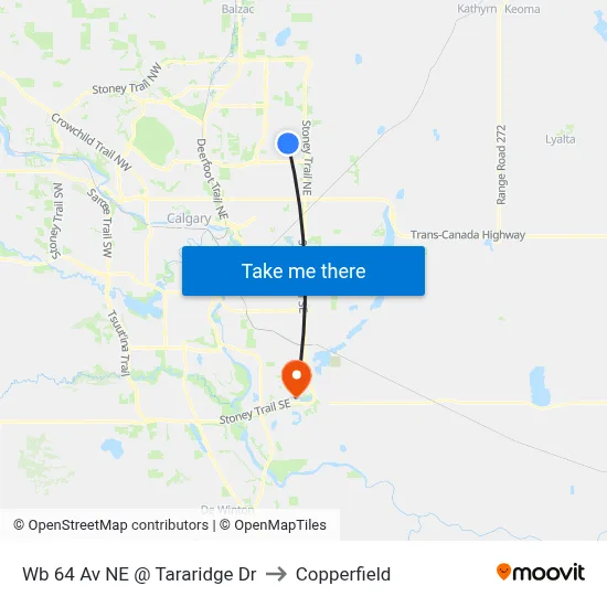 Wb 64 Av NE @ Tararidge Dr to Copperfield map