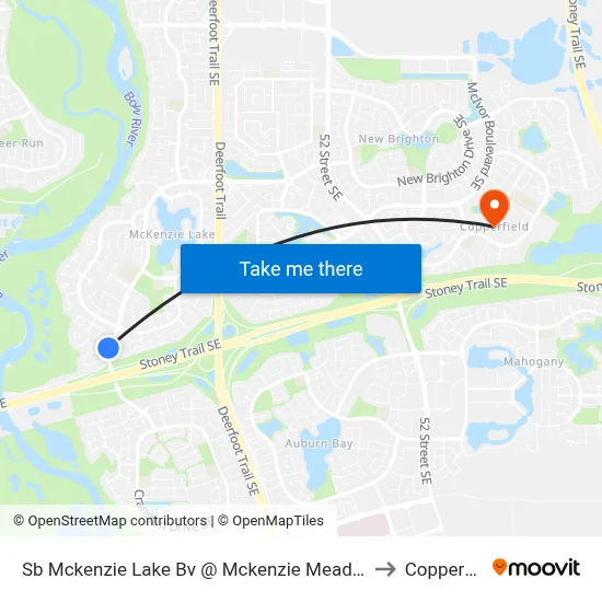 Sb Mckenzie Lake Bv @ Mckenzie Meadows Dr SE to Copperfield map