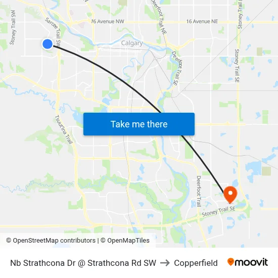 Nb Strathcona Dr @ Strathcona Rd SW to Copperfield map