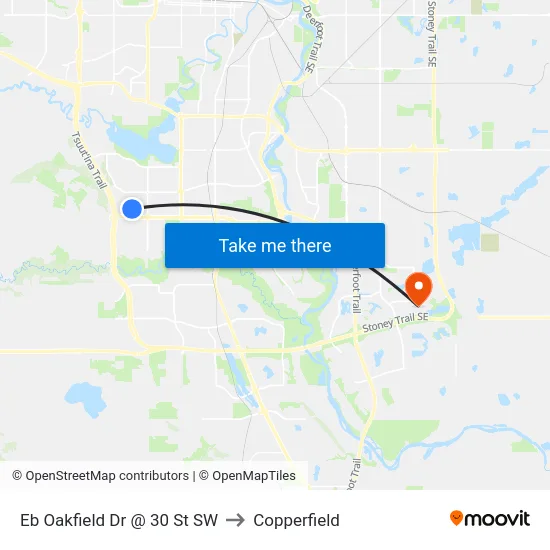 Eb Oakfield Dr @ 30 St SW to Copperfield map