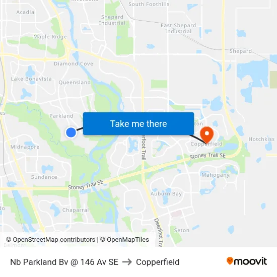 Nb Parkland Bv @ 146 Av SE to Copperfield map