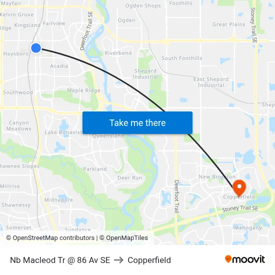 Nb Macleod Tr @ 86 Av SE to Copperfield map