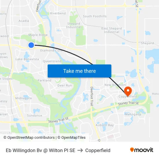 Eb Willingdon Bv @ Wilton Pl SE to Copperfield map