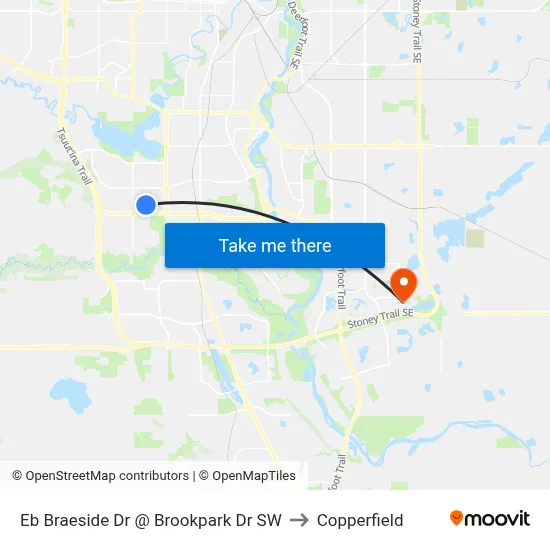 Eb Braeside Dr @ Brookpark Dr SW to Copperfield map