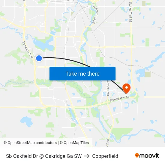 Sb Oakfield Dr @ Oakridge Ga SW to Copperfield map