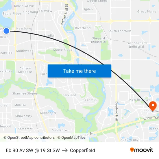 Eb 90 Av SW @ 19 St SW to Copperfield map