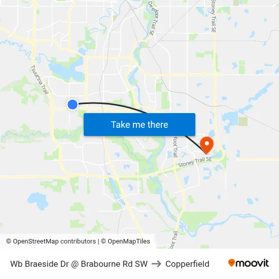 Wb Braeside Dr @ Brabourne Rd SW to Copperfield map