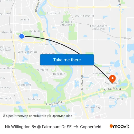 Nb Willingdon Bv @ Fairmount Dr SE to Copperfield map