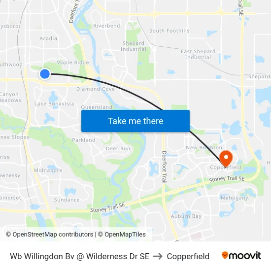 Wb Willingdon Bv @ Wilderness Dr SE to Copperfield map
