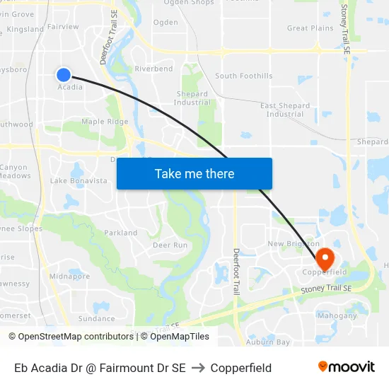Eb Acadia Dr @ Fairmount Dr SE to Copperfield map