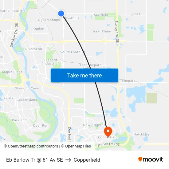Eb Barlow Tr @ 61 Av SE to Copperfield map