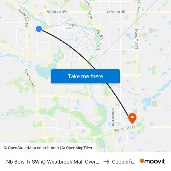 Nb Bow Tr SW @ Westbrook Mall Overpass to Copperfield map