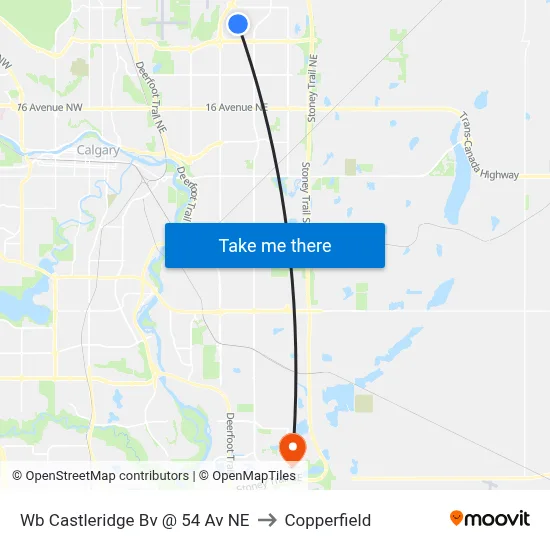 Wb Castleridge Bv @ 54 Av NE to Copperfield map