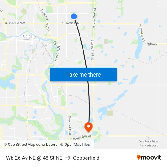 Wb 26 Av NE @ 48 St NE to Copperfield map