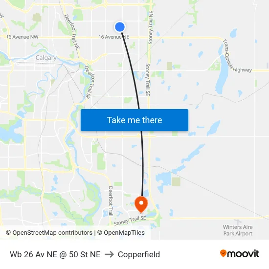 Wb 26 Av NE @ 50 St NE to Copperfield map