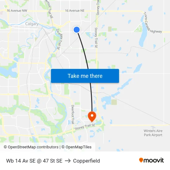 Wb 14 Av SE @ 47 St SE to Copperfield map