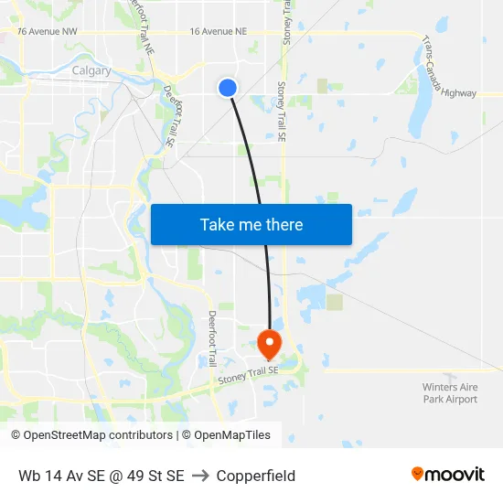 Wb 14 Av SE @ 49 St SE to Copperfield map