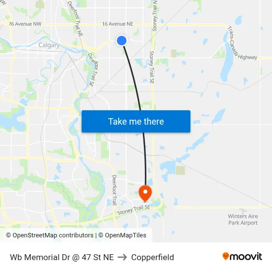 Wb Memorial Dr @ 47 St NE to Copperfield map