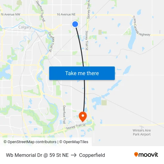 Wb Memorial Dr @ 59 St NE to Copperfield map