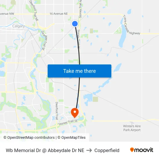 Wb Memorial Dr @ Abbeydale Dr NE to Copperfield map