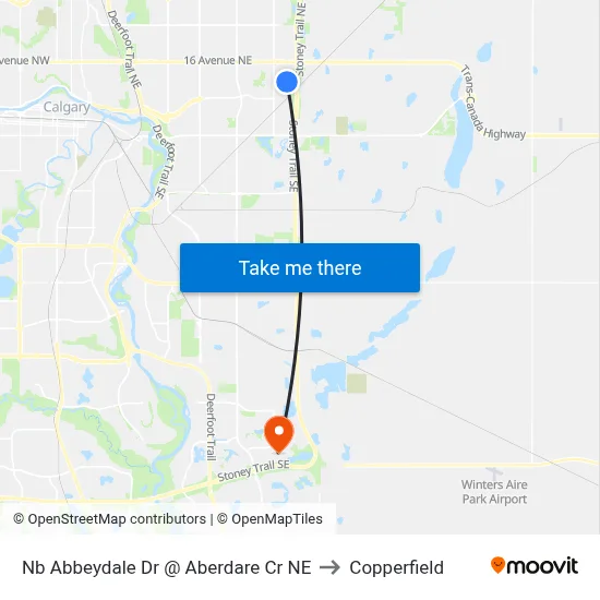 Nb Abbeydale Dr @ Aberdare Cr NE to Copperfield map
