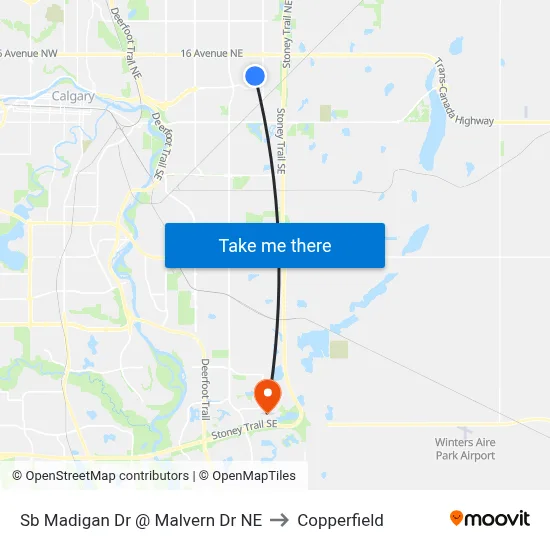 Sb Madigan Dr @ Malvern Dr NE to Copperfield map