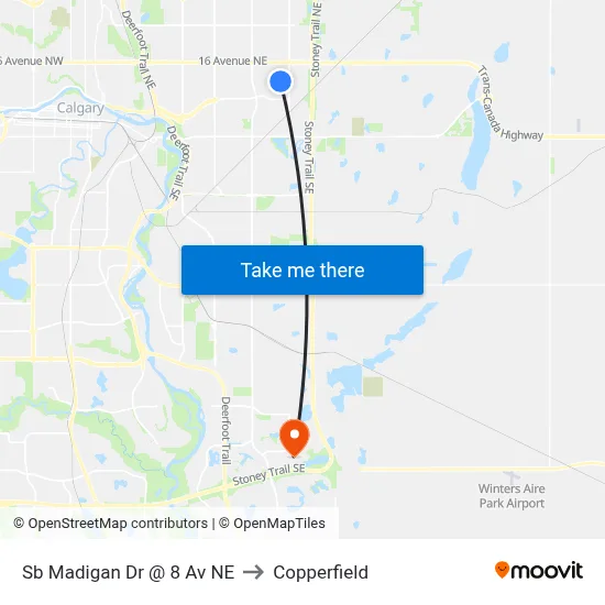 Sb Madigan Dr @ 8 Av NE to Copperfield map