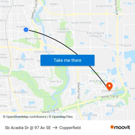 Sb Acadia Dr @ 97 Av SE to Copperfield map