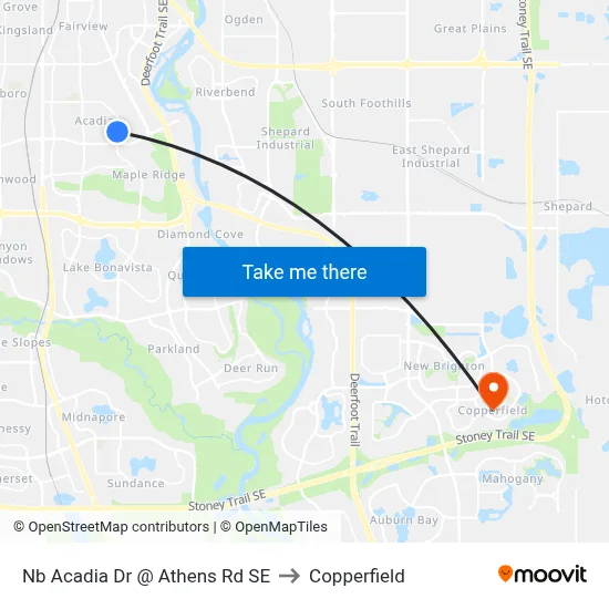 Nb Acadia Dr @ Athens Rd SE to Copperfield map