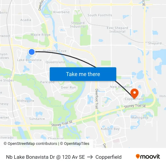 Nb Lake Bonavista Dr @ 120 Av SE to Copperfield map