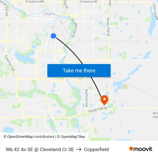 Wb 42 Av SE @ Cleveland Cr SE to Copperfield map