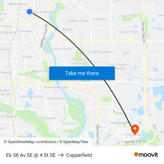 Eb 58 Av SE @ 4 St SE to Copperfield map
