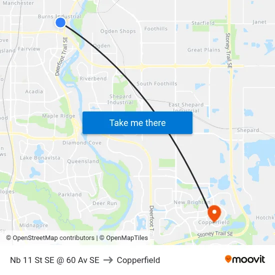 Nb 11 St SE @ 60 Av SE to Copperfield map
