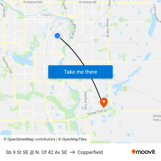 Sb 9 St SE @ N. Of 42 Av SE to Copperfield map