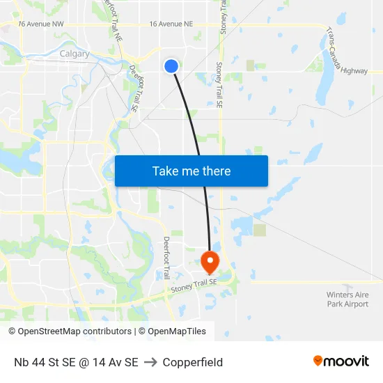Nb 44 St SE @ 14 Av SE to Copperfield map