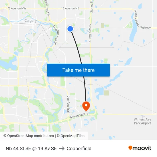 Nb 44 St SE @ 19 Av SE to Copperfield map