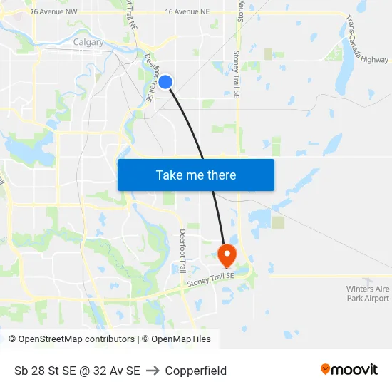 Sb 28 St SE @ 32 Av SE to Copperfield map