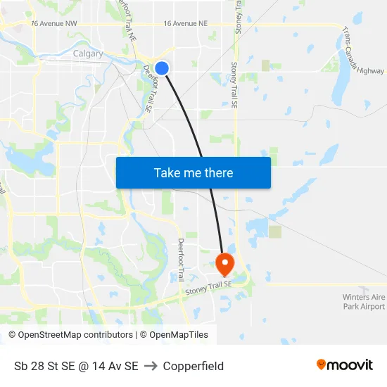 Sb 28 St SE @ 14 Av SE to Copperfield map